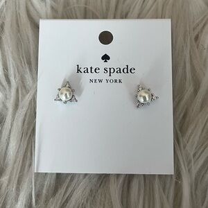 {Kate Spade} You're A Gem Triangle Stud Earrings in Clear / Silver - NWT